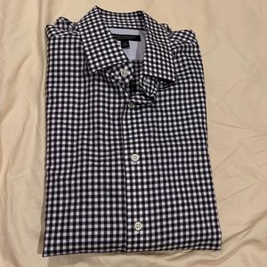 Banana Republic non-iron tailored slim fit M blue/brown/white checkered shirt